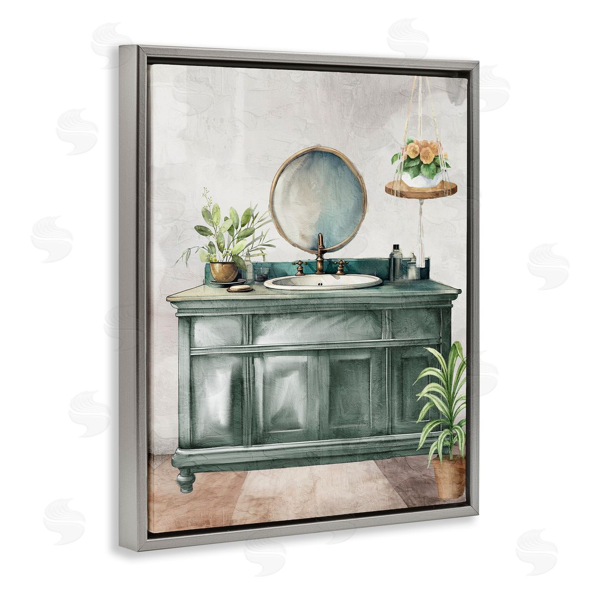 Kim Allen Bath Greens Botanical Vanity Canvas Wall Art Print