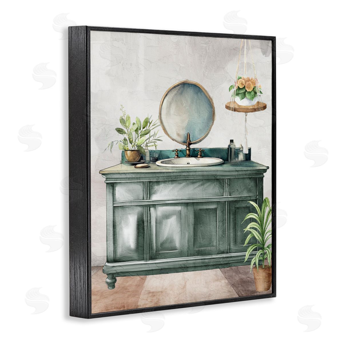 Kim Allen Bath Greens Botanical Vanity Canvas Wall Art Print