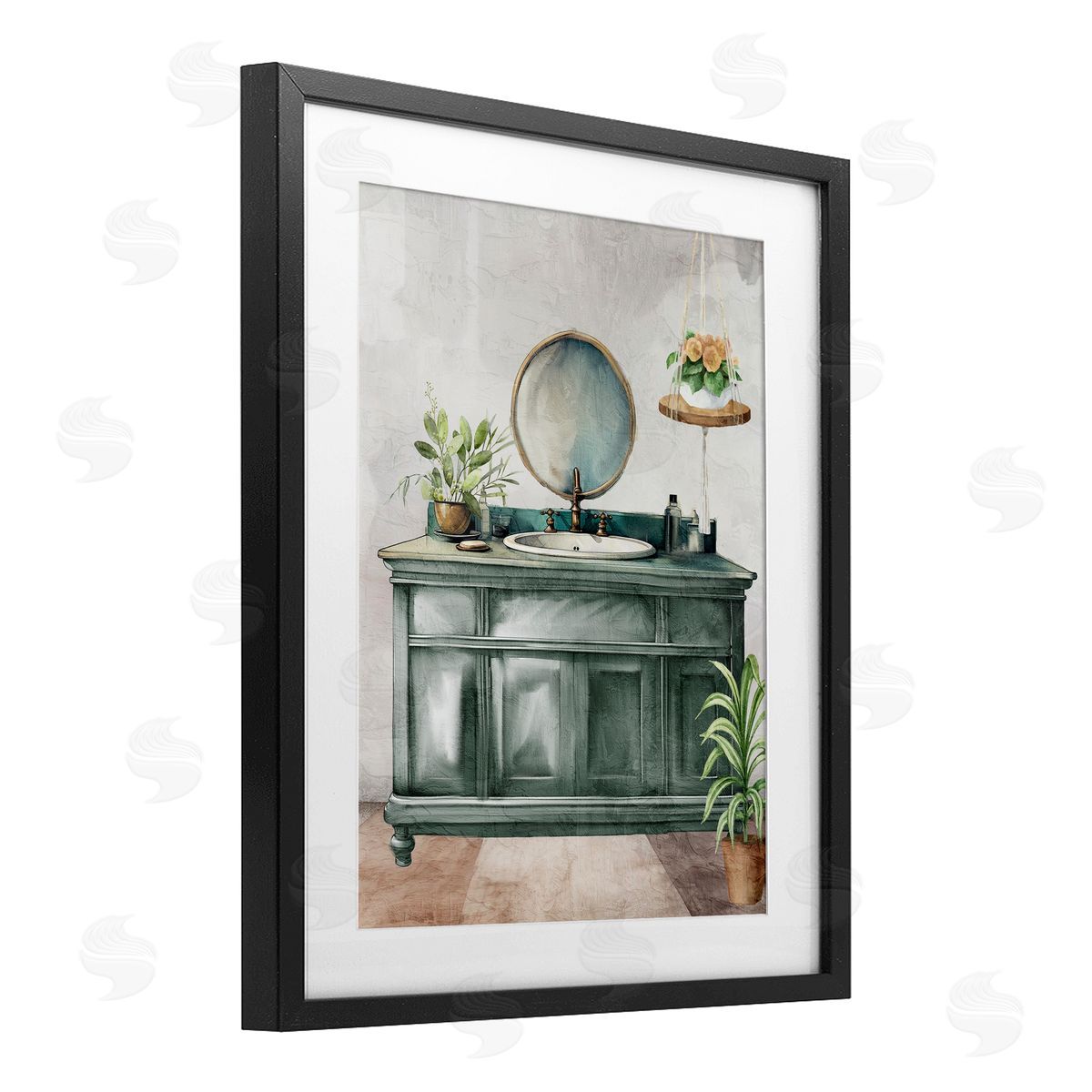 Kim Allen Bath Greens Botanical Vanity Canvas Wall Art Print