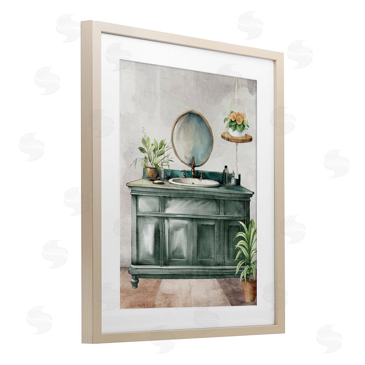 Kim Allen Bath Greens Botanical Vanity Canvas Wall Art Print