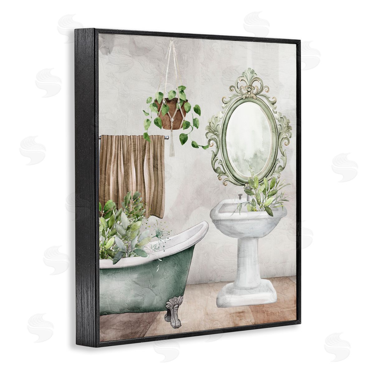 Kim Allen Bath Greens Botanical Tub Canvas Wall Art Print
