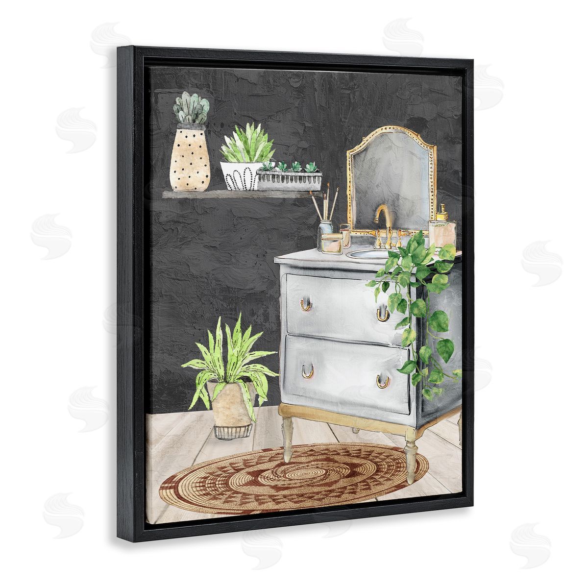 Kim Allen Relaxed Green Bath Vanity Canvas Wall Art Print