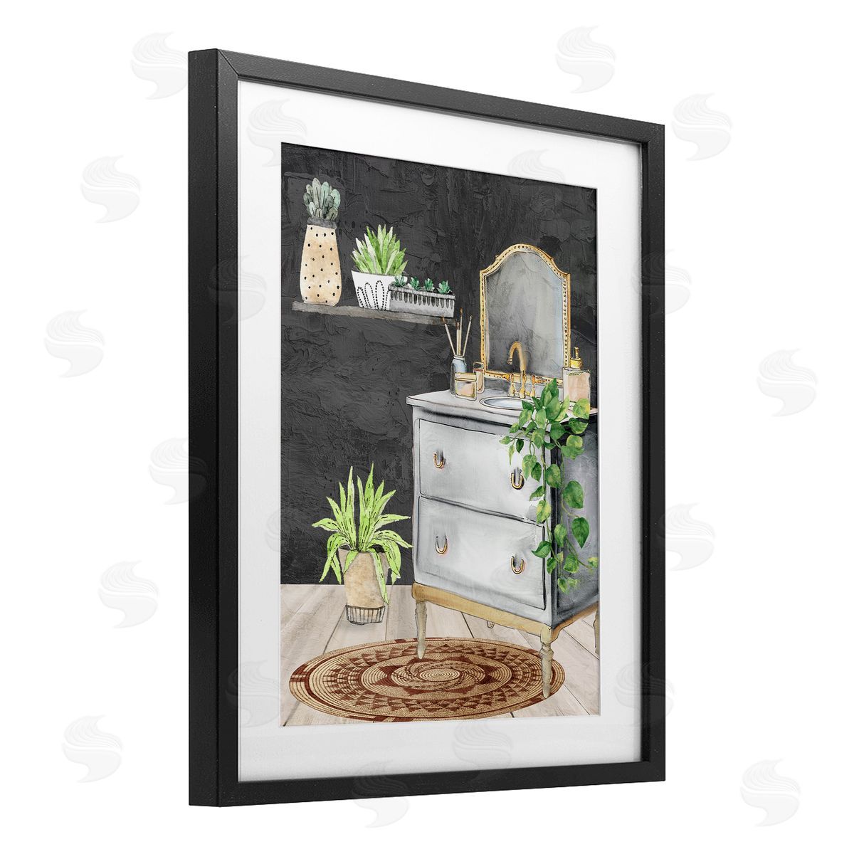 Kim Allen Relaxed Green Bath Vanity Canvas Wall Art Print