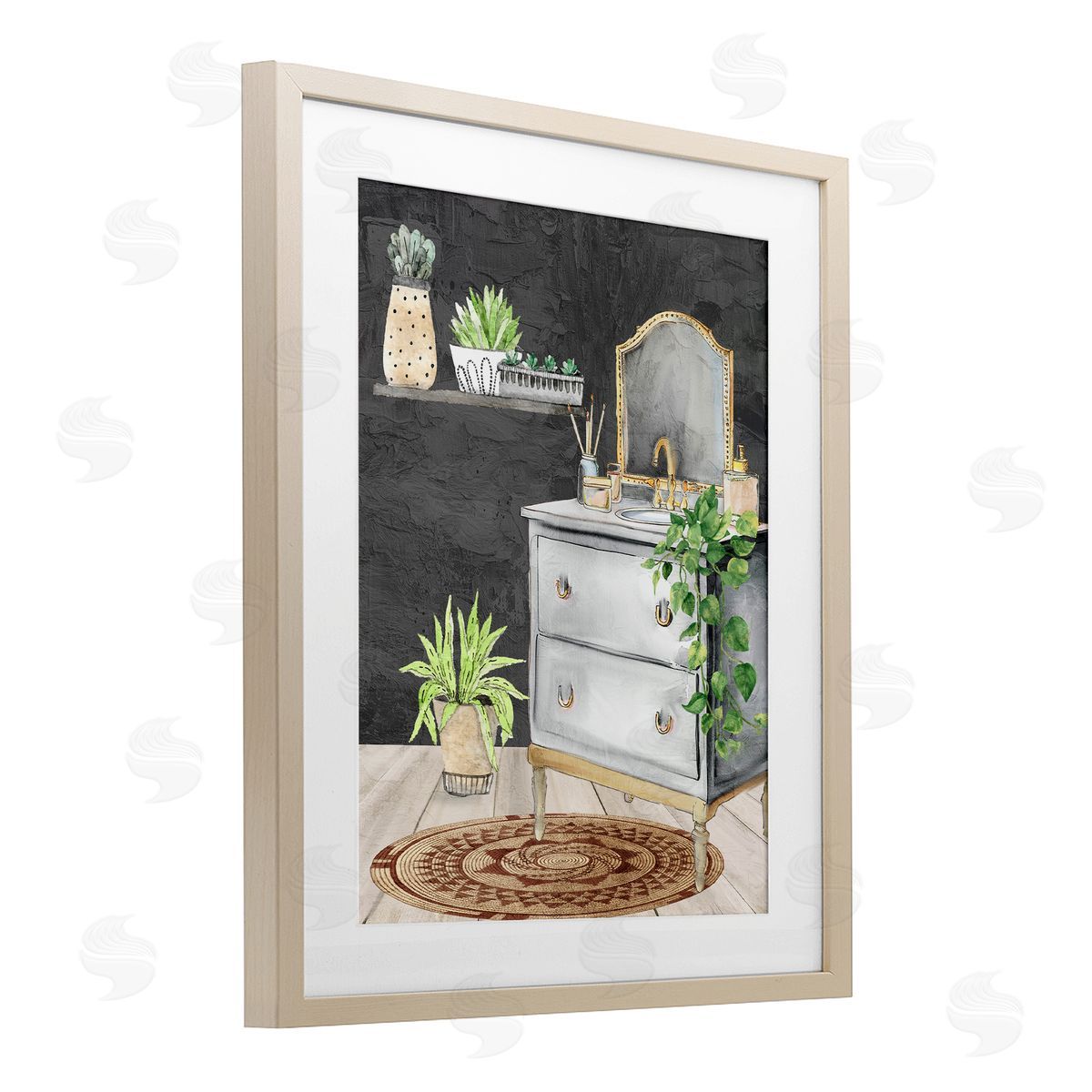 Kim Allen Relaxed Green Bath Vanity Canvas Wall Art Print