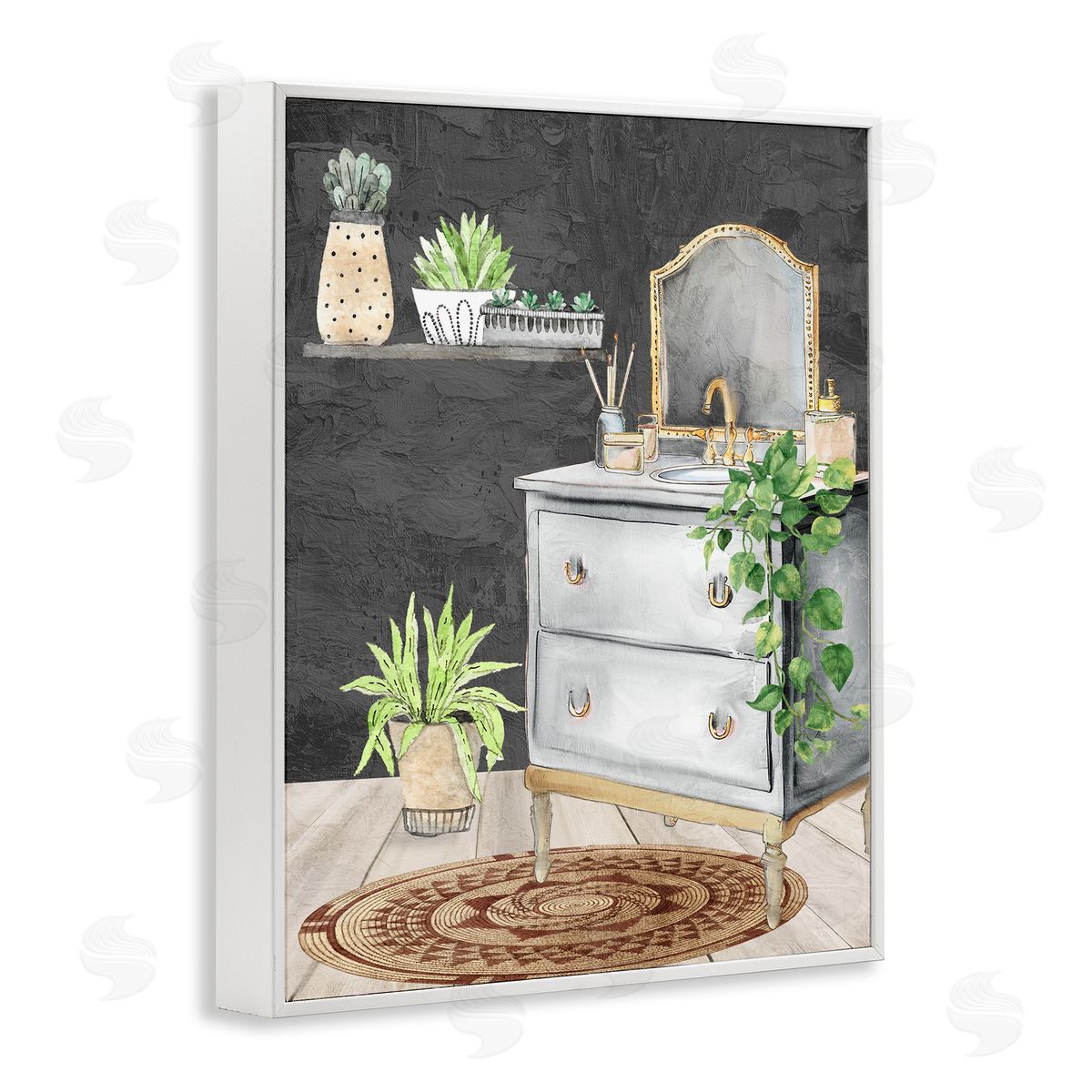 Kim Allen Relaxed Green Bath Vanity Canvas Wall Art Print