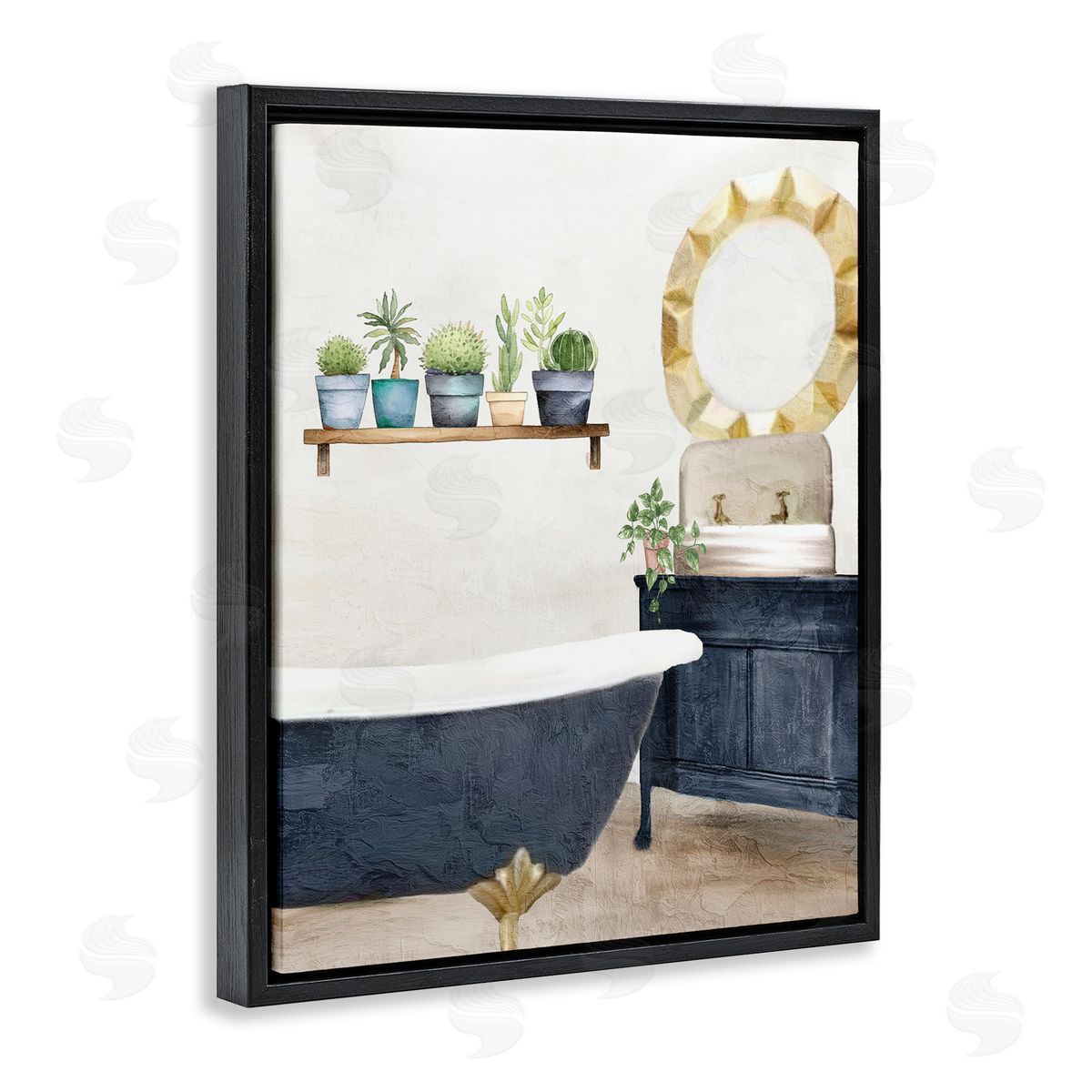 Kim Allen Blue Tub Bathroom Scene Canvas Wall Art Print
