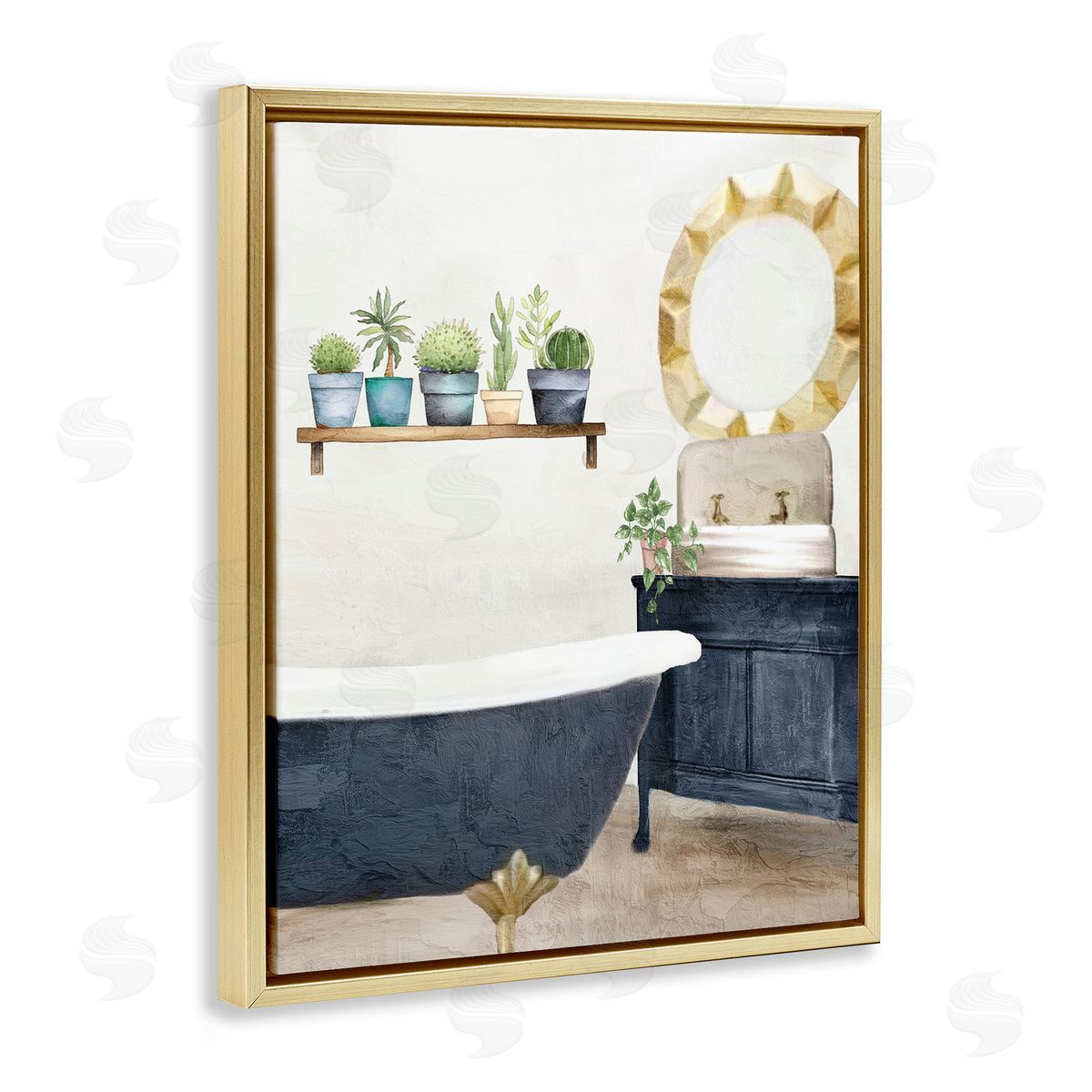 Kim Allen Blue Tub Bathroom Scene Canvas Wall Art Print