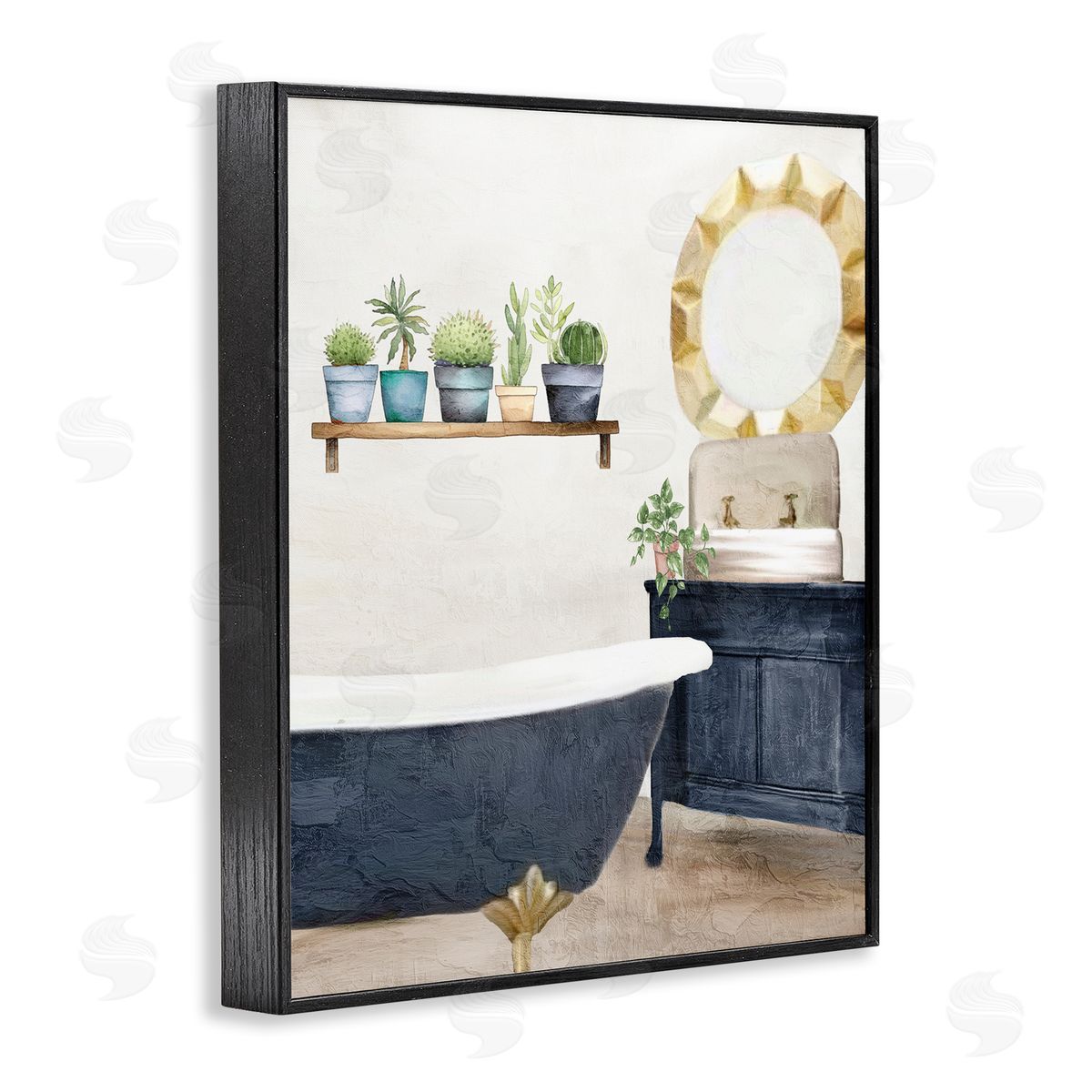 Kim Allen Blue Tub Bathroom Scene Canvas Wall Art Print