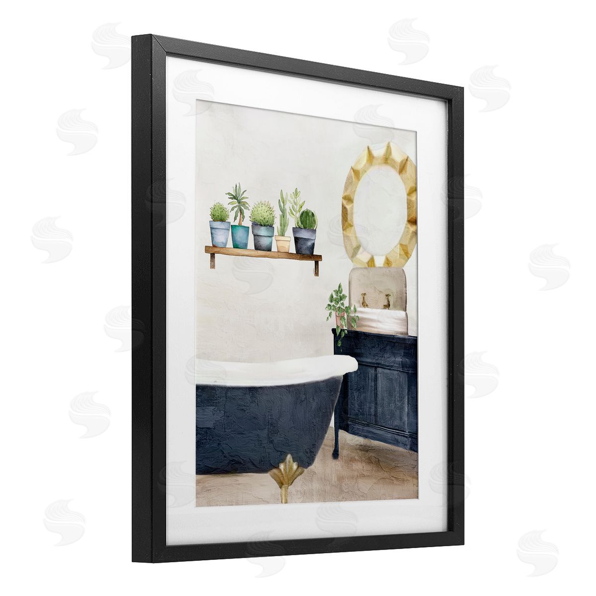 Kim Allen Blue Tub Bathroom Scene Canvas Wall Art Print