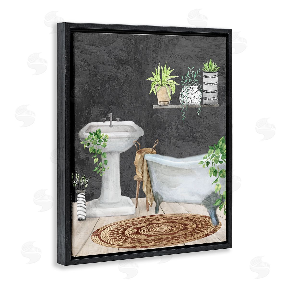 Kim Allen Relaxed Greens Bath Scene Canvas Wall Art Print