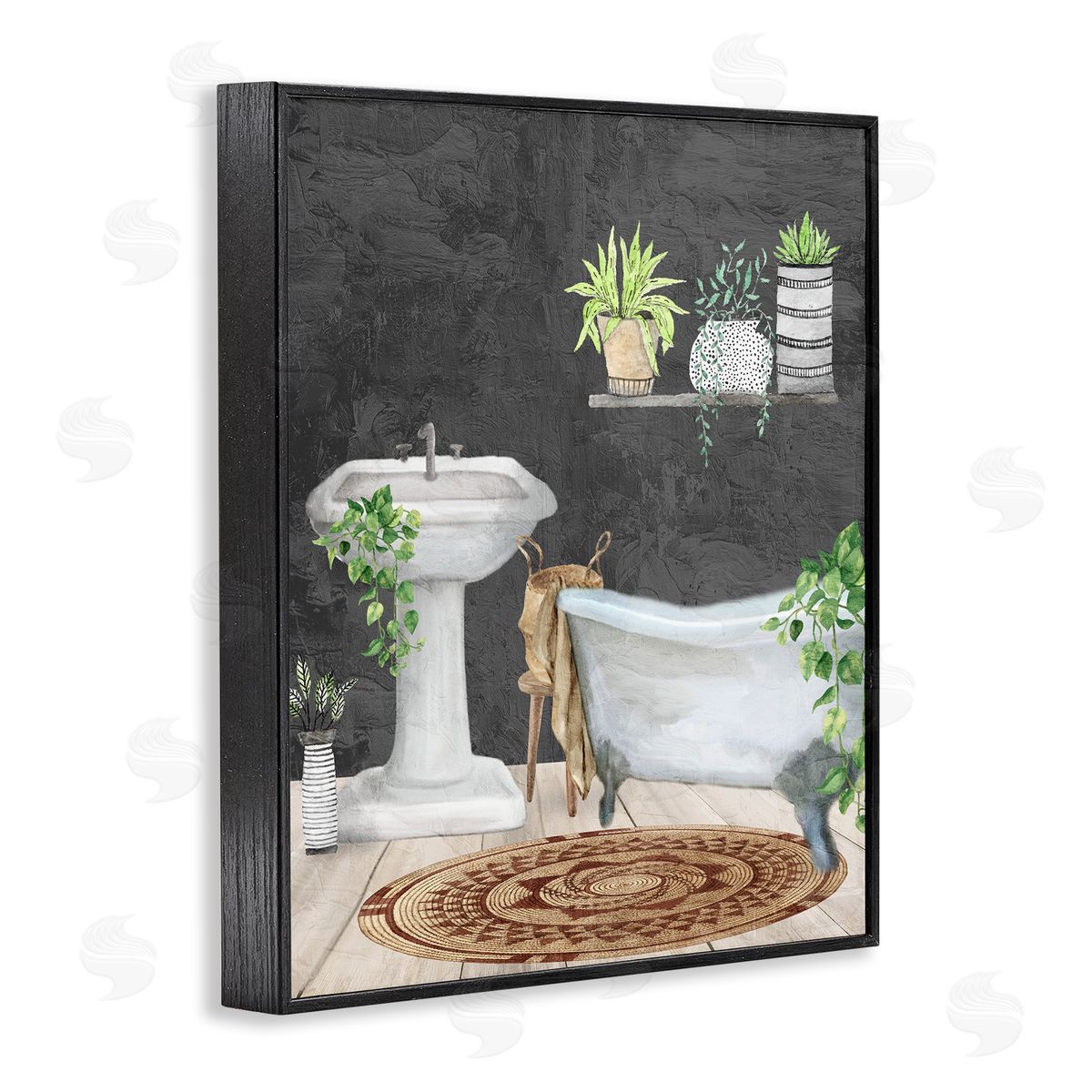 Kim Allen Relaxed Greens Bath Scene Canvas Wall Art Print