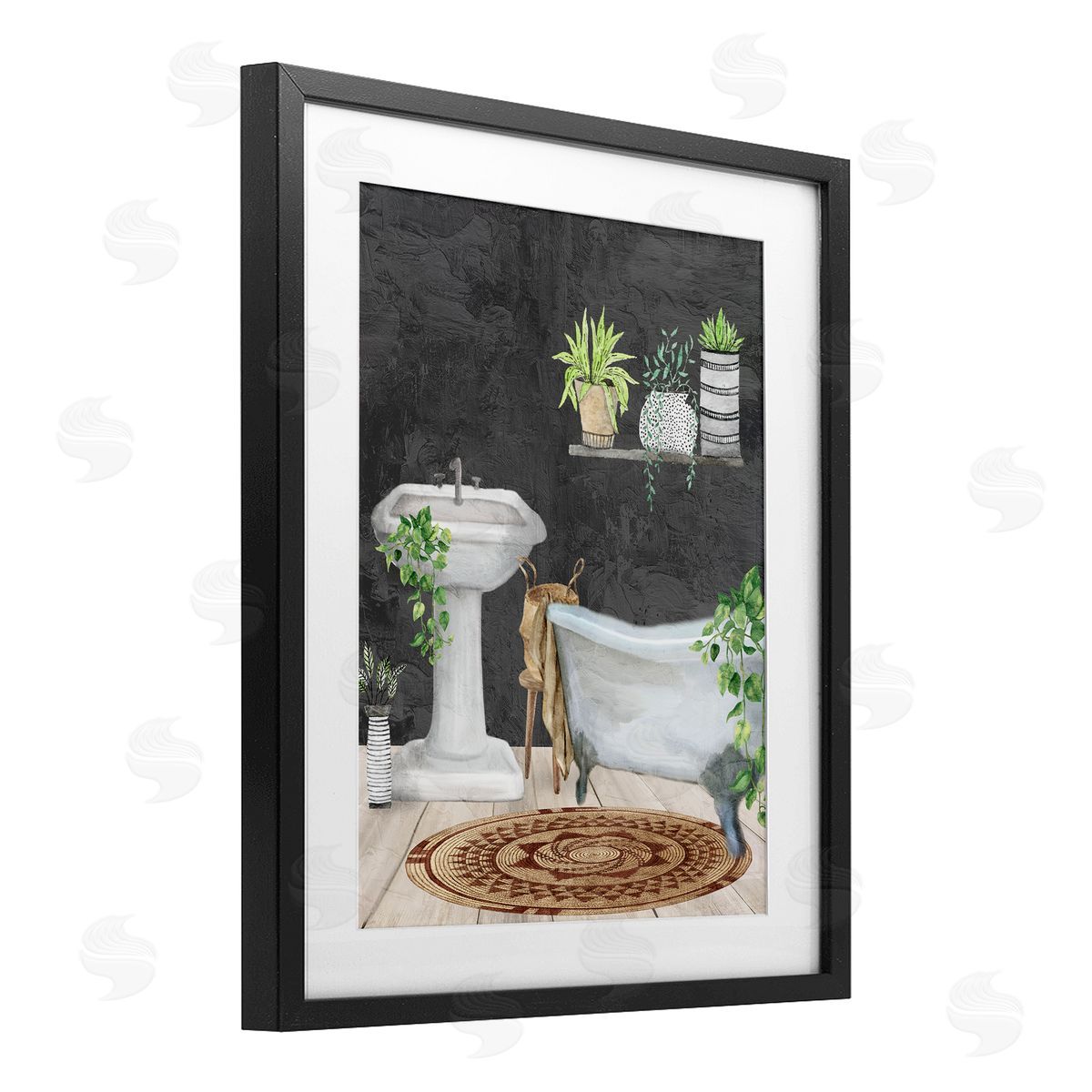 Kim Allen Relaxed Greens Bath Scene Canvas Wall Art Print