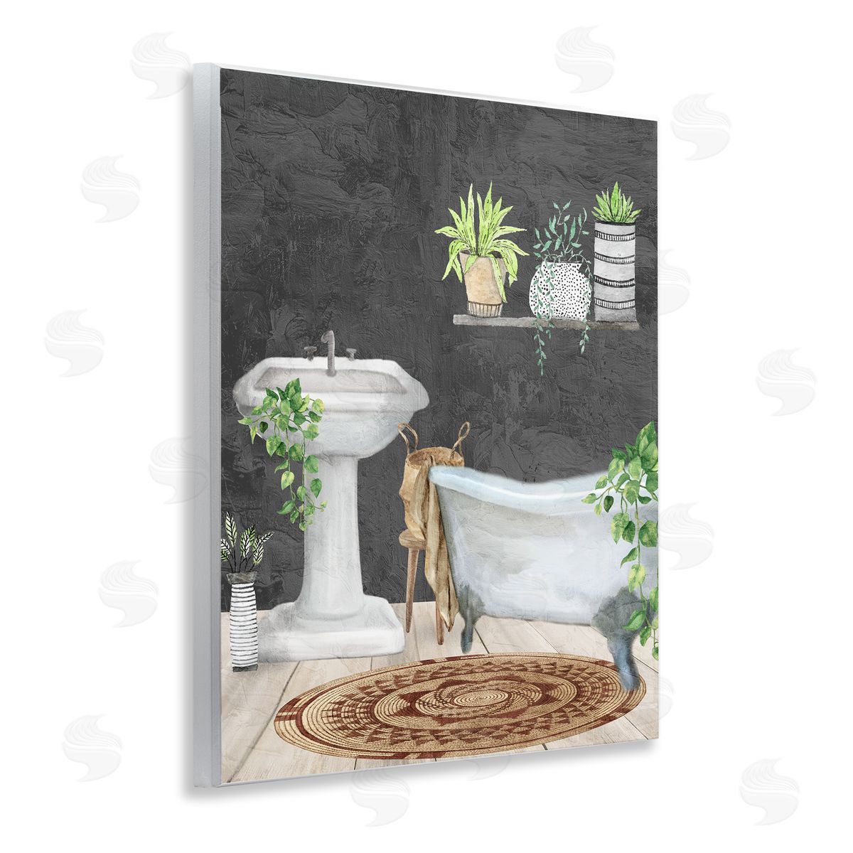 Kim Allen Relaxed Greens Bath Scene Canvas Wall Art Print