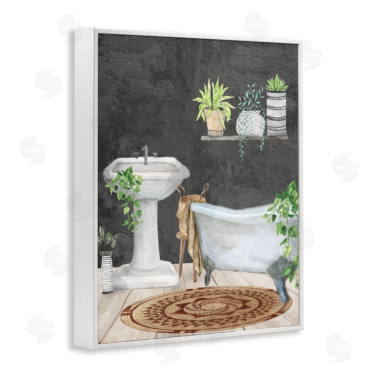 Kim Allen Relaxed Greens Bath Scene Canvas Wall Art Print