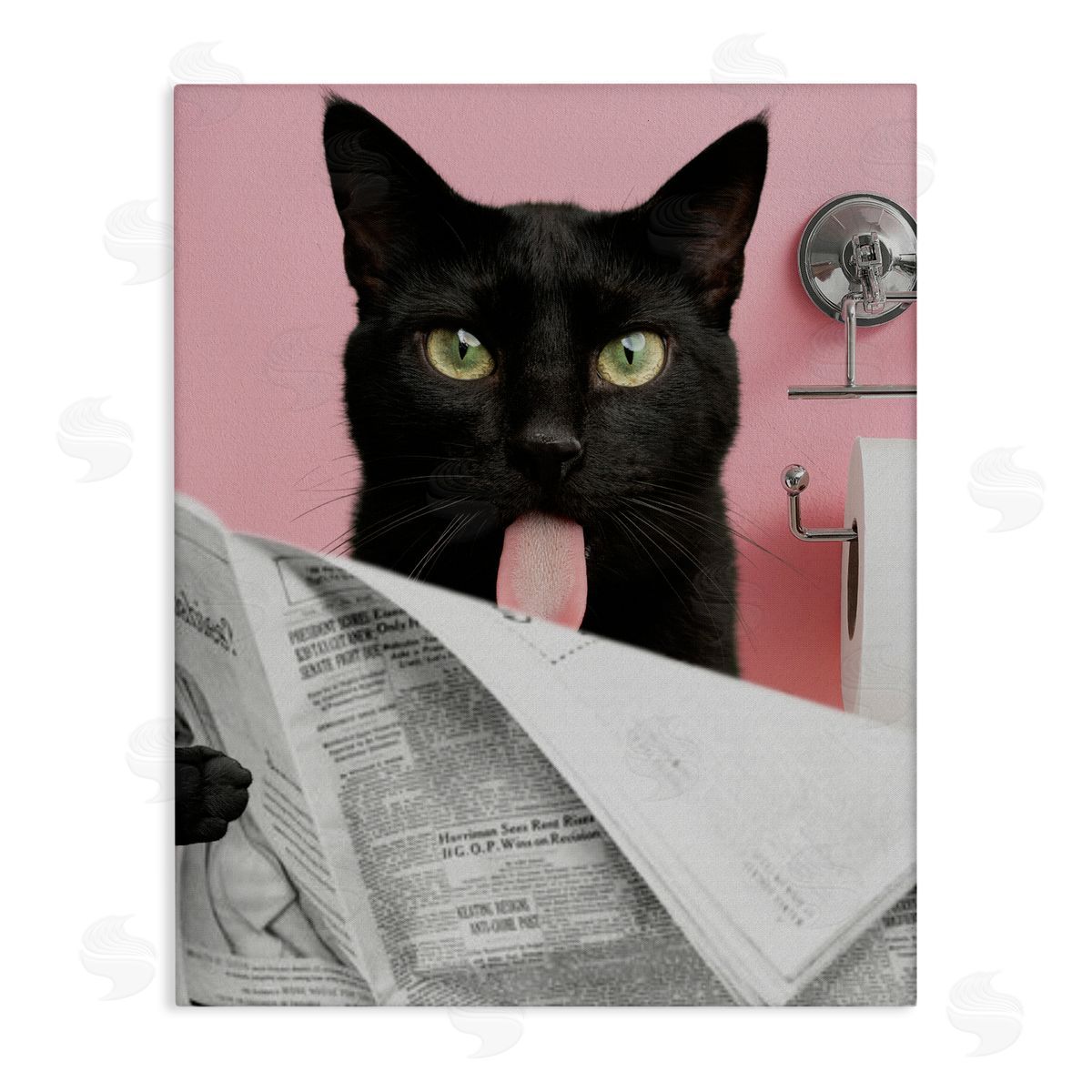 Jesse Keith Black Cat Bathroom Humor Canvas Wall Art Print