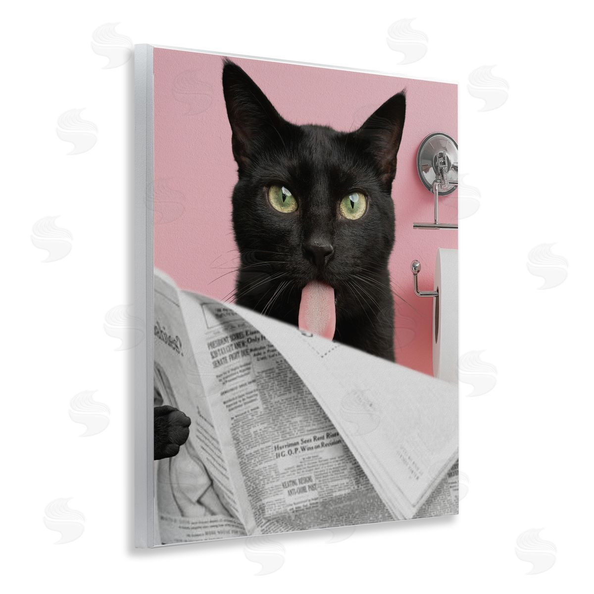 Jesse Keith Black Cat Bathroom Humor Canvas Wall Art Print