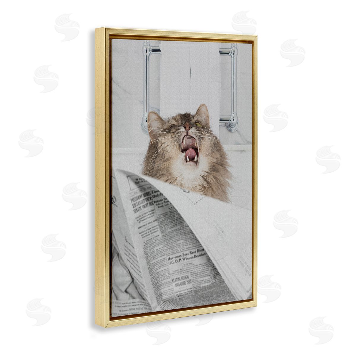Jesse Keith Reading Cat Bathroom Humor Canvas Wall Art Print