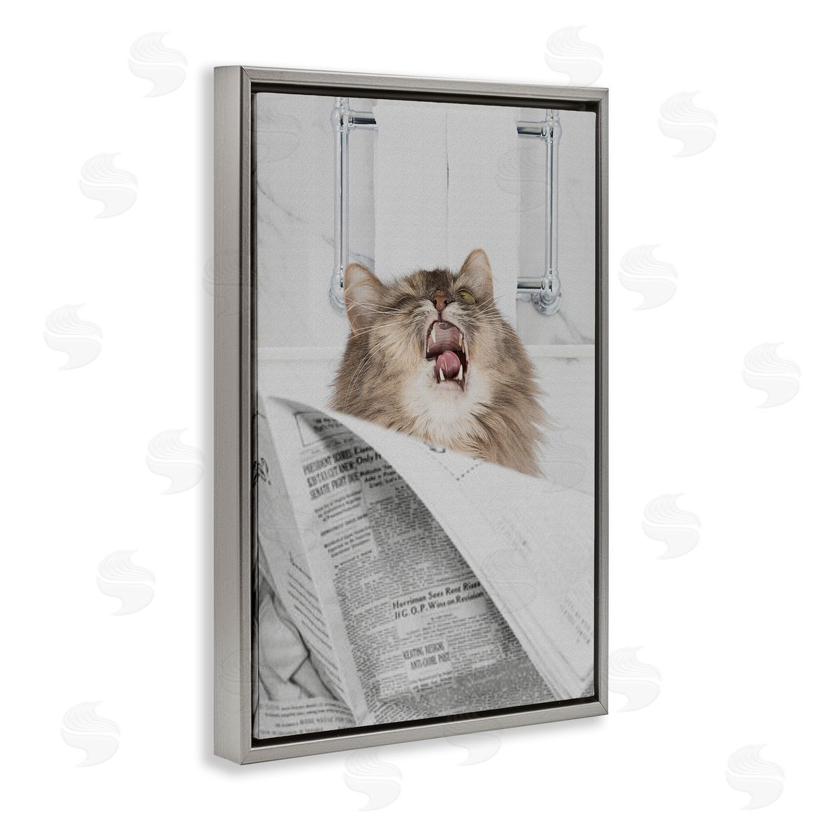 Jesse Keith Reading Cat Bathroom Humor Canvas Wall Art Print