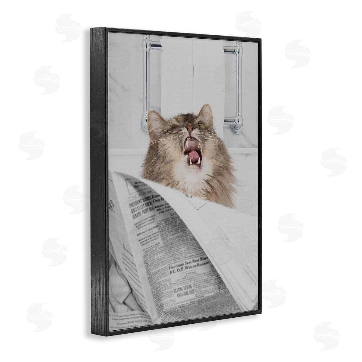 Jesse Keith Reading Cat Bathroom Humor Canvas Wall Art Print