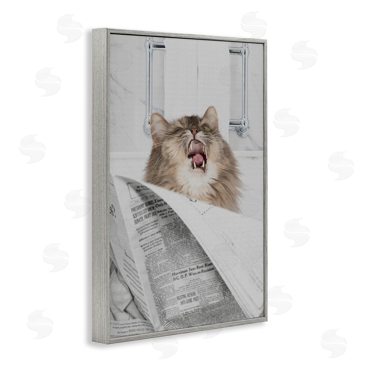 Jesse Keith Reading Cat Bathroom Humor Canvas Wall Art Print