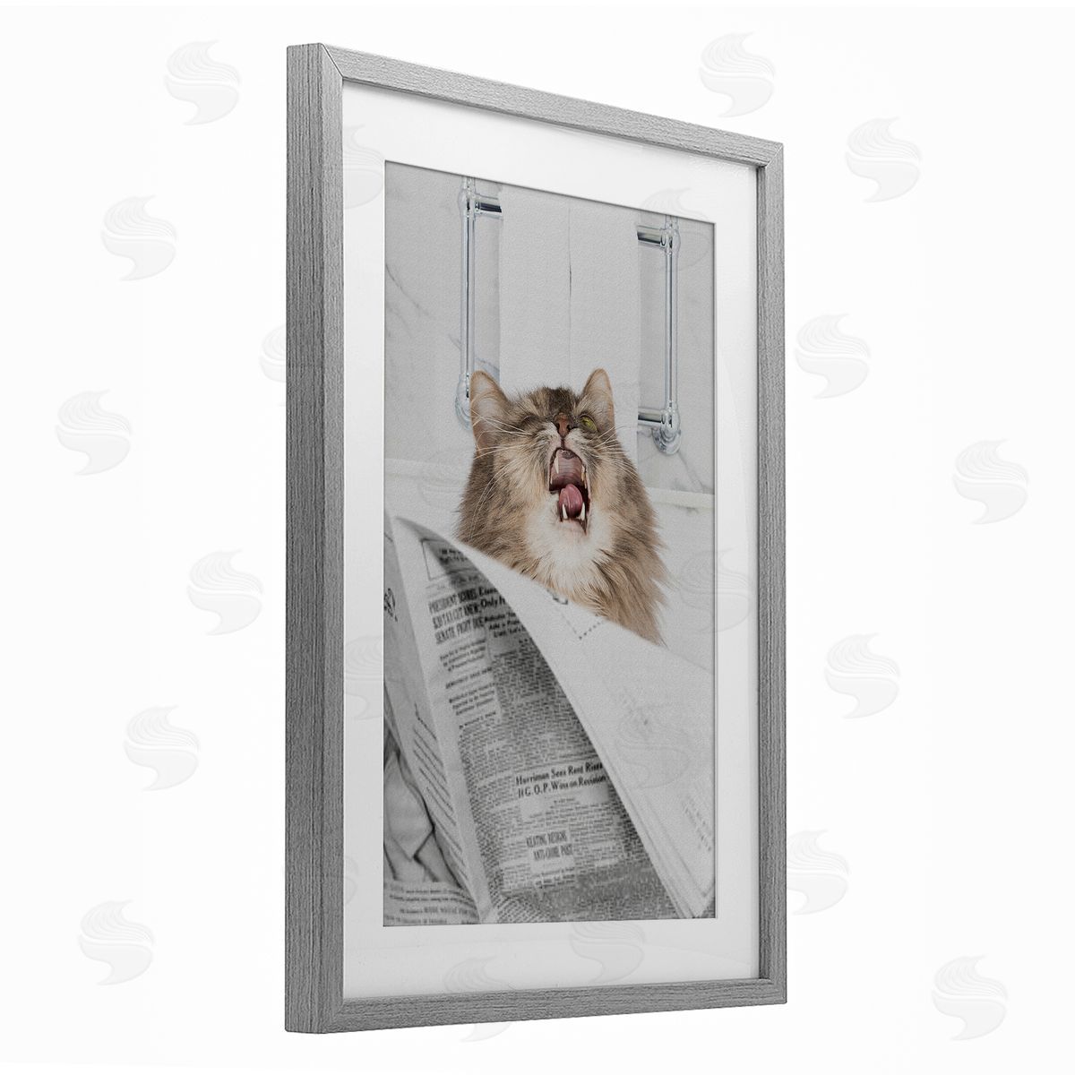 Jesse Keith Reading Cat Bathroom Humor Canvas Wall Art Print