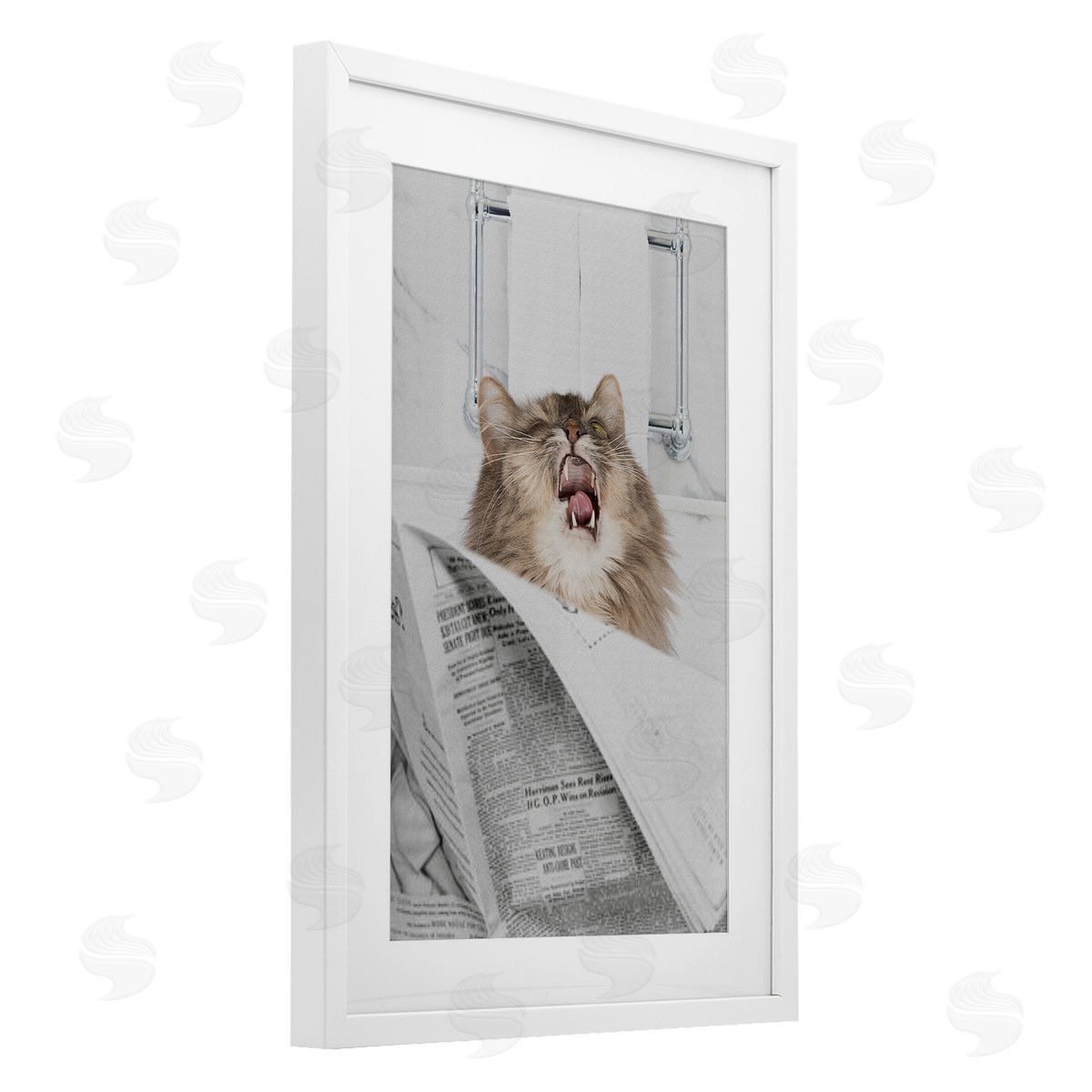 Jesse Keith Reading Cat Bathroom Humor Canvas Wall Art Print