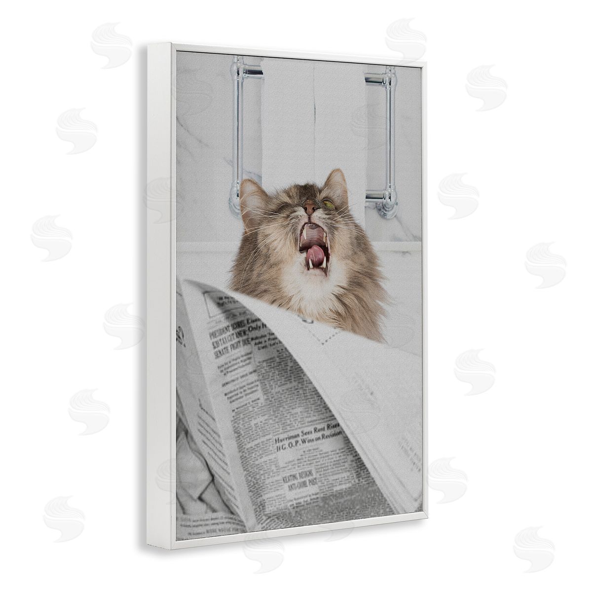 Jesse Keith Reading Cat Bathroom Humor Canvas Wall Art Print