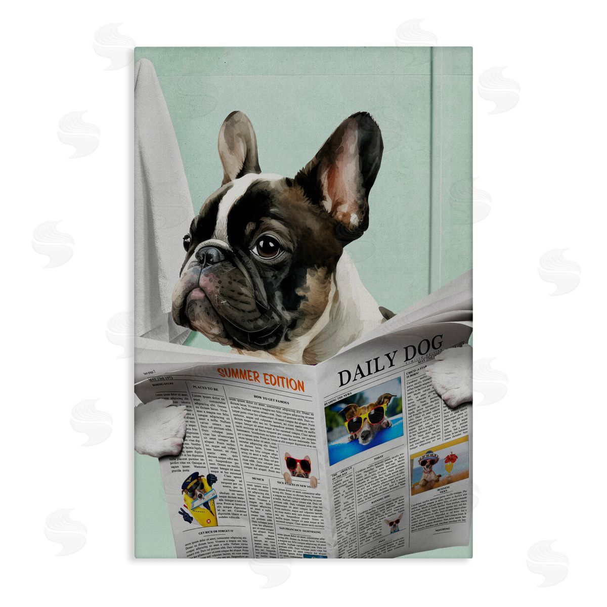 Jesse Keith Pug News Bathroom Humor Canvas Wall Art Print