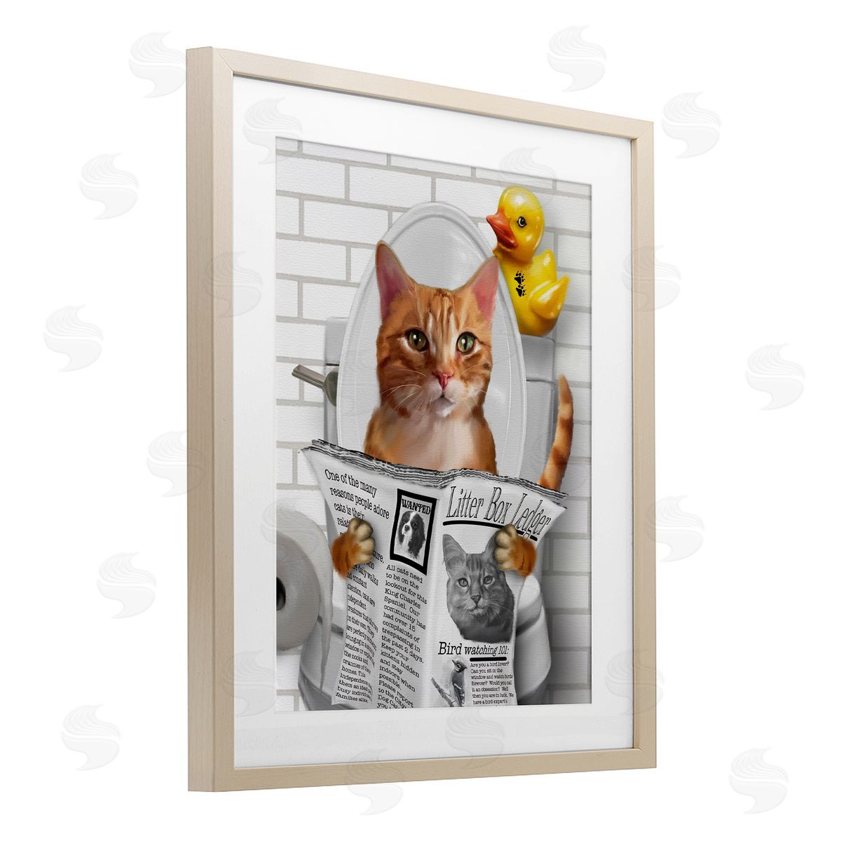 Matthew Piotrowicz Cat on Toilet with Ducky Canvas Wall Art Print