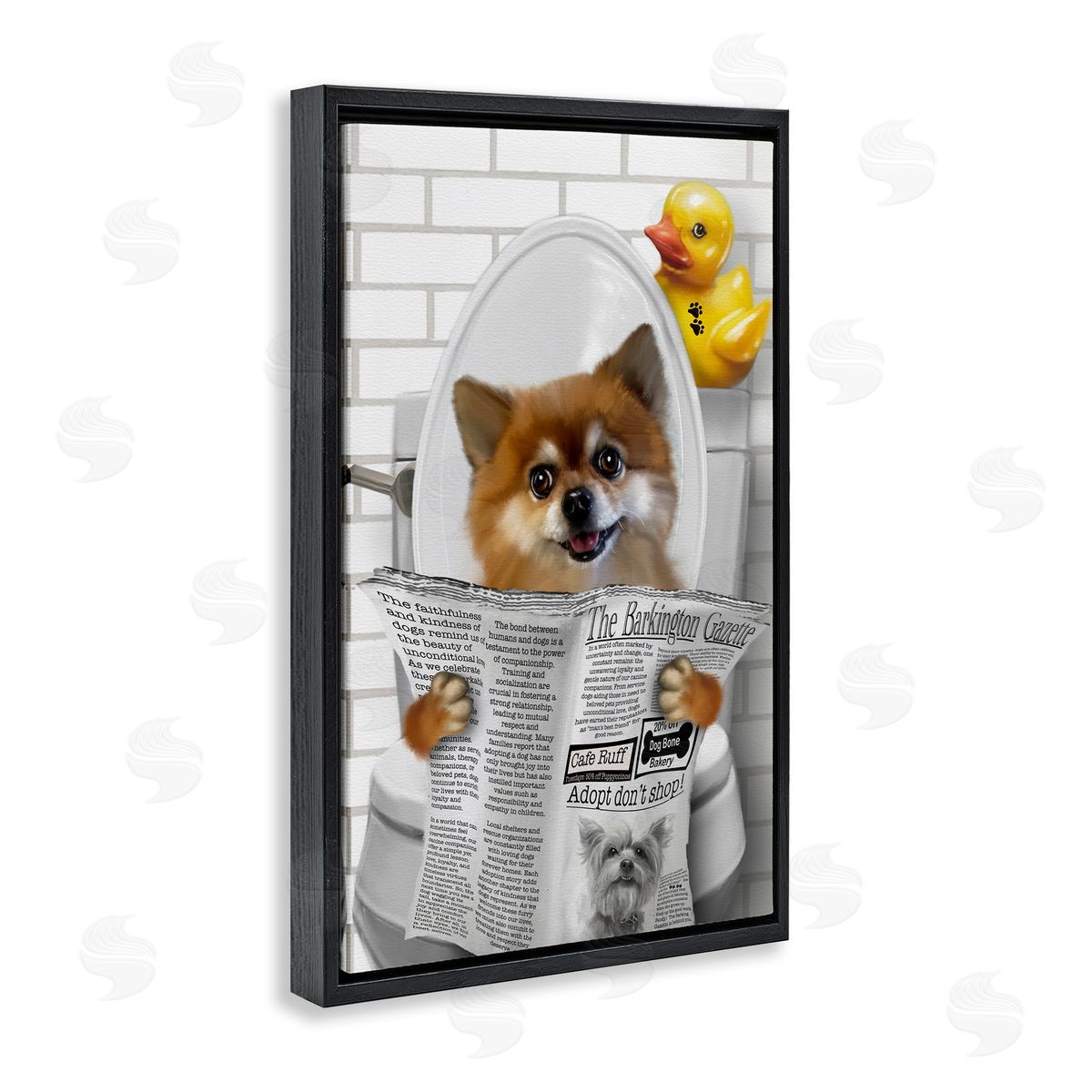 Matthew Piotrowicz Dog and Rubber Duck Toilet Canvas Wall Art Print