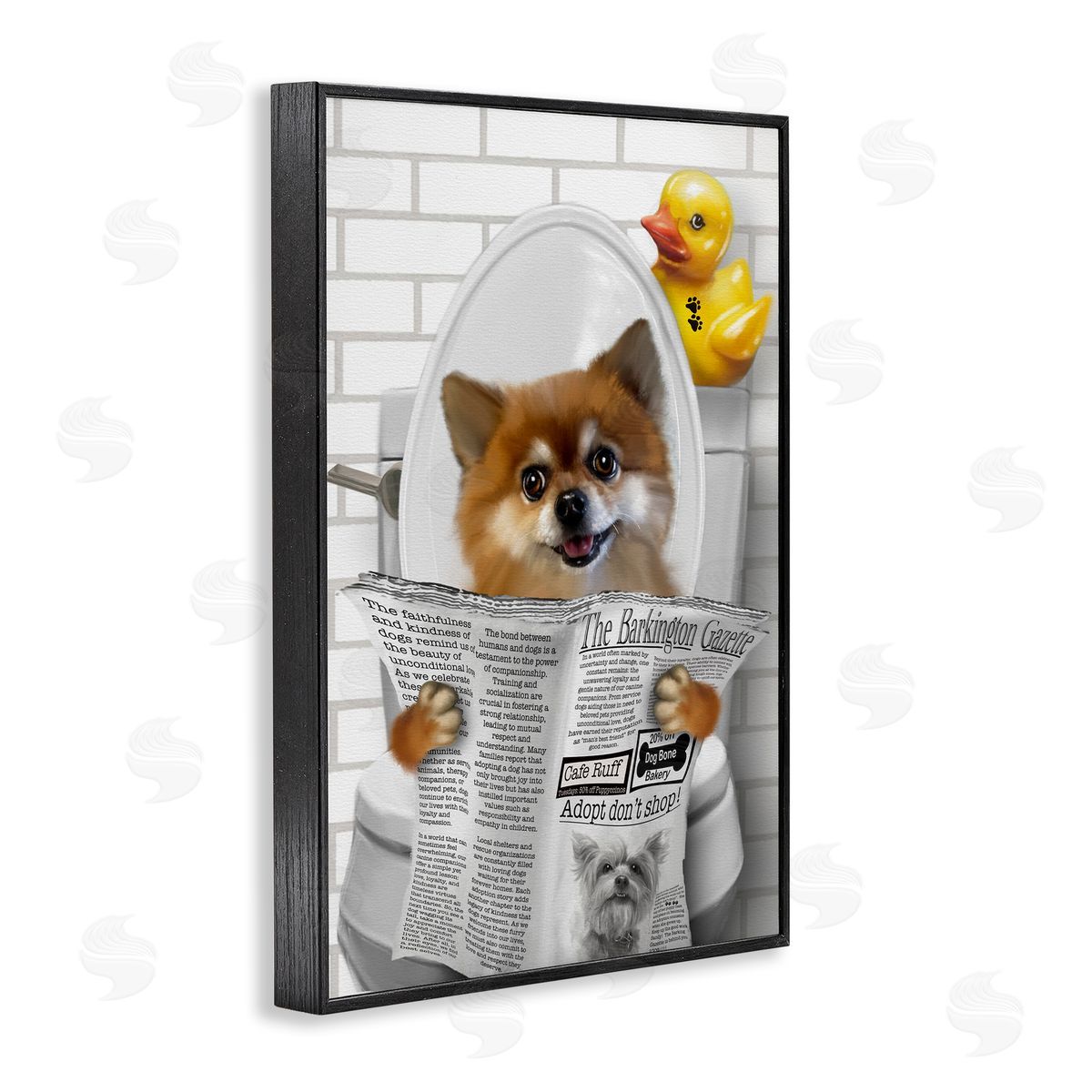 Matthew Piotrowicz Dog and Rubber Duck Toilet Canvas Wall Art Print