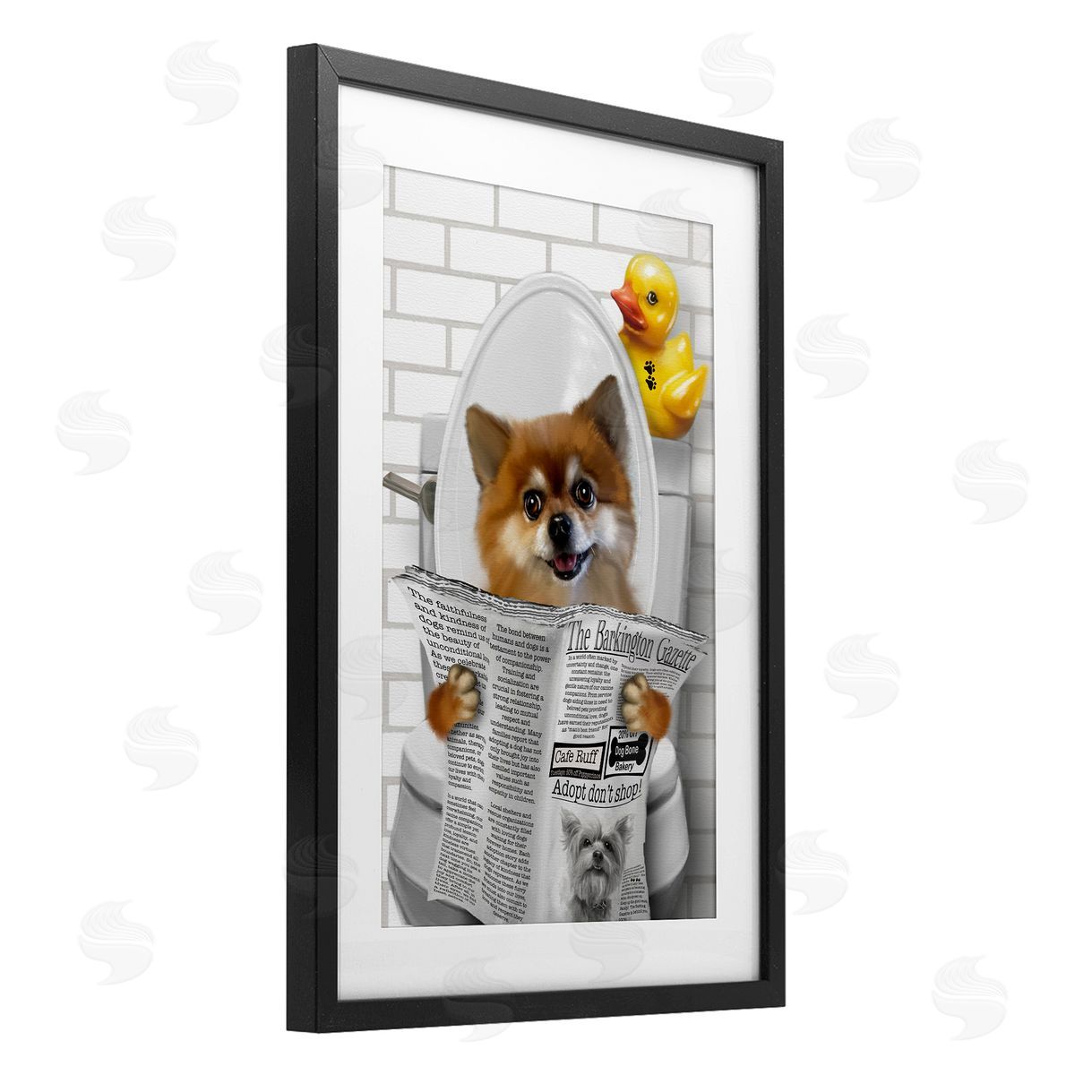 Matthew Piotrowicz Dog and Rubber Duck Toilet Canvas Wall Art Print