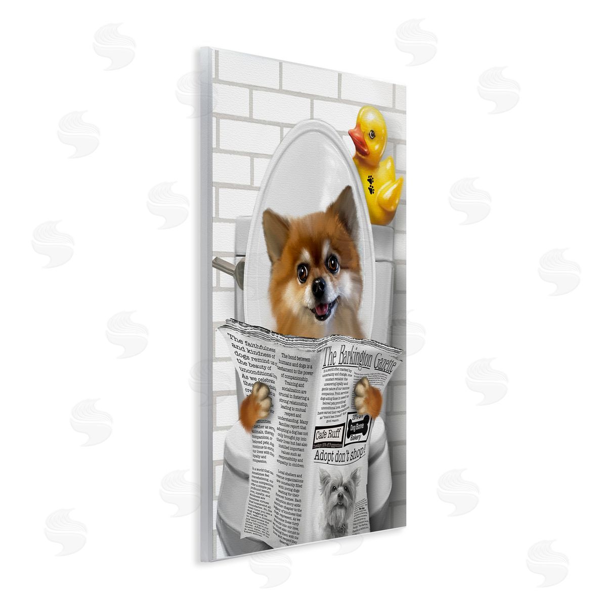 Matthew Piotrowicz Dog and Rubber Duck Toilet Canvas Wall Art Print