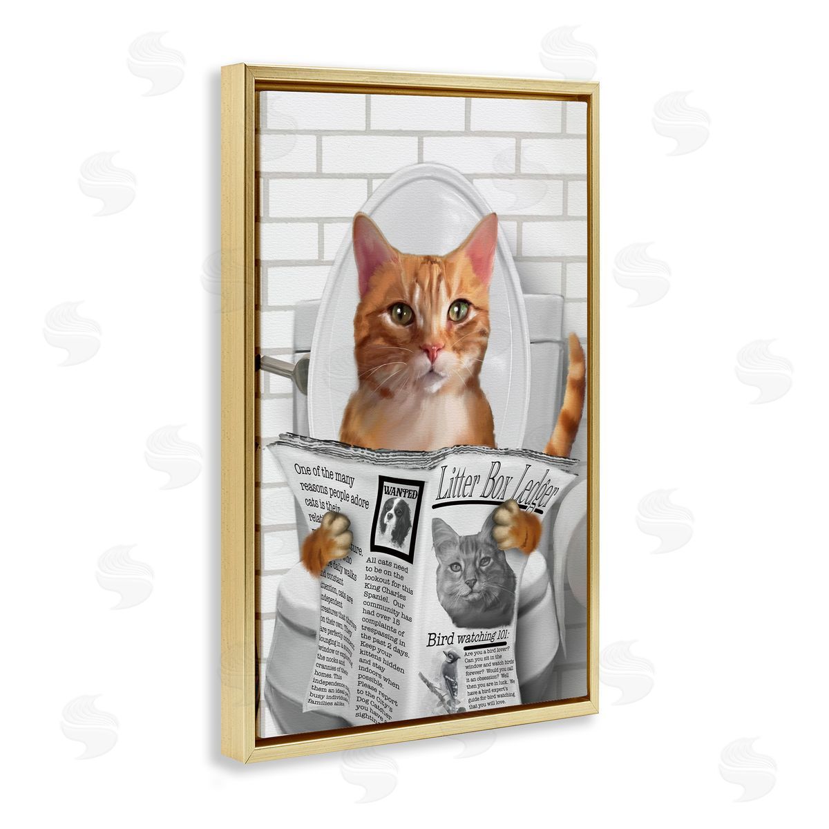 Matthew Piotrowicz Whimsy Cat on Toilet Canvas Wall Art Print