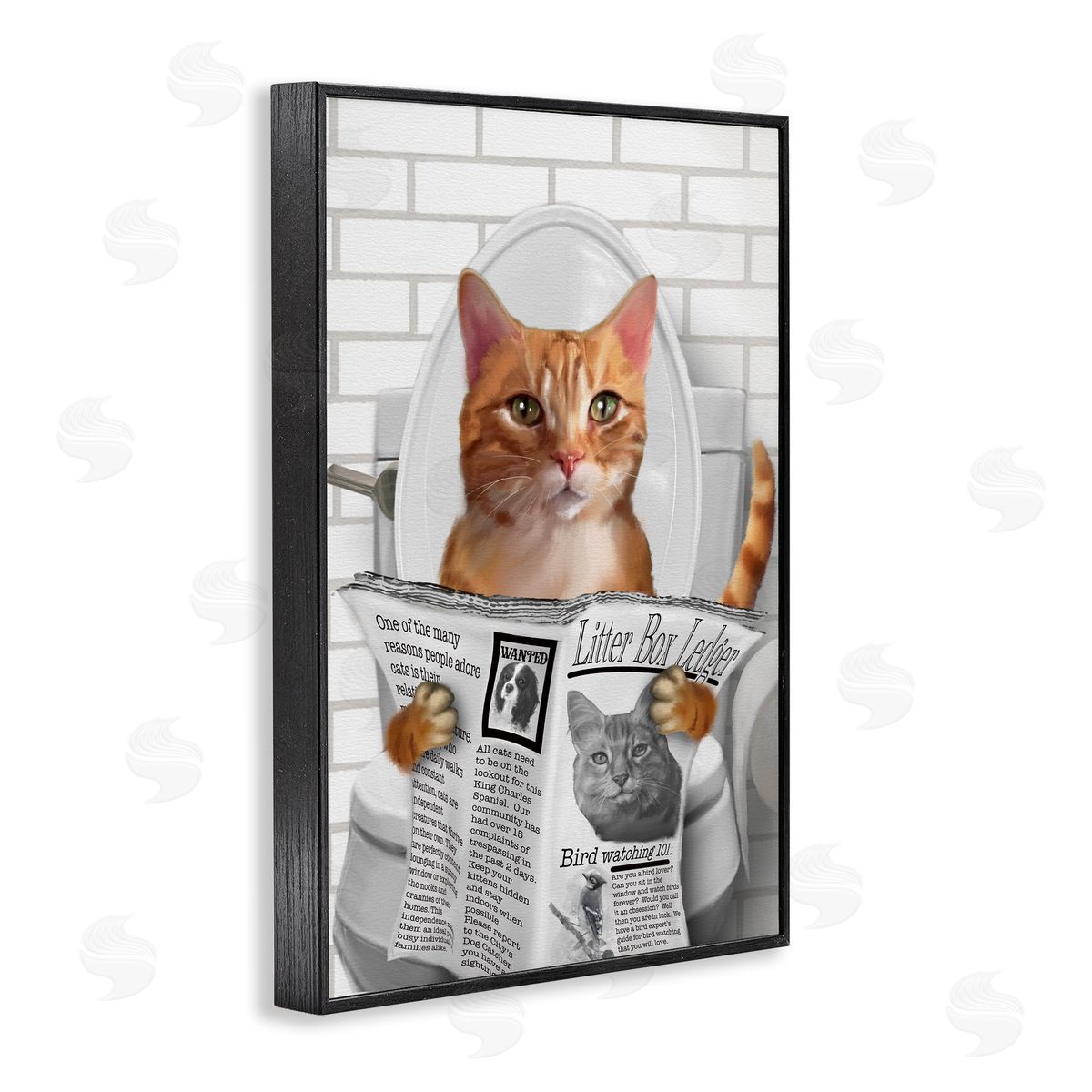 Matthew Piotrowicz Whimsy Cat on Toilet Canvas Wall Art Print