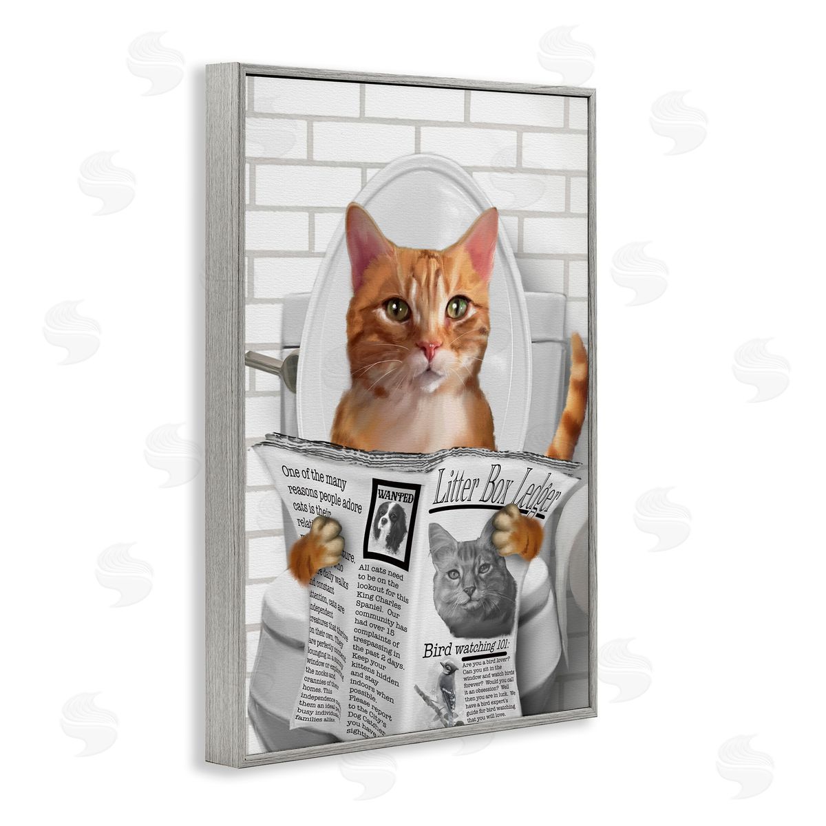Matthew Piotrowicz Whimsy Cat on Toilet Canvas Wall Art Print