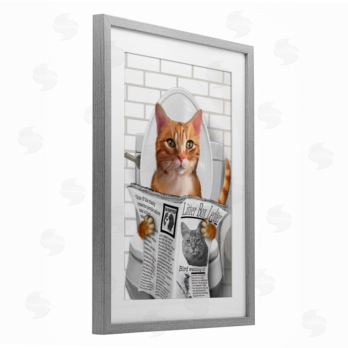 Matthew Piotrowicz Whimsy Cat on Toilet Canvas Wall Art Print