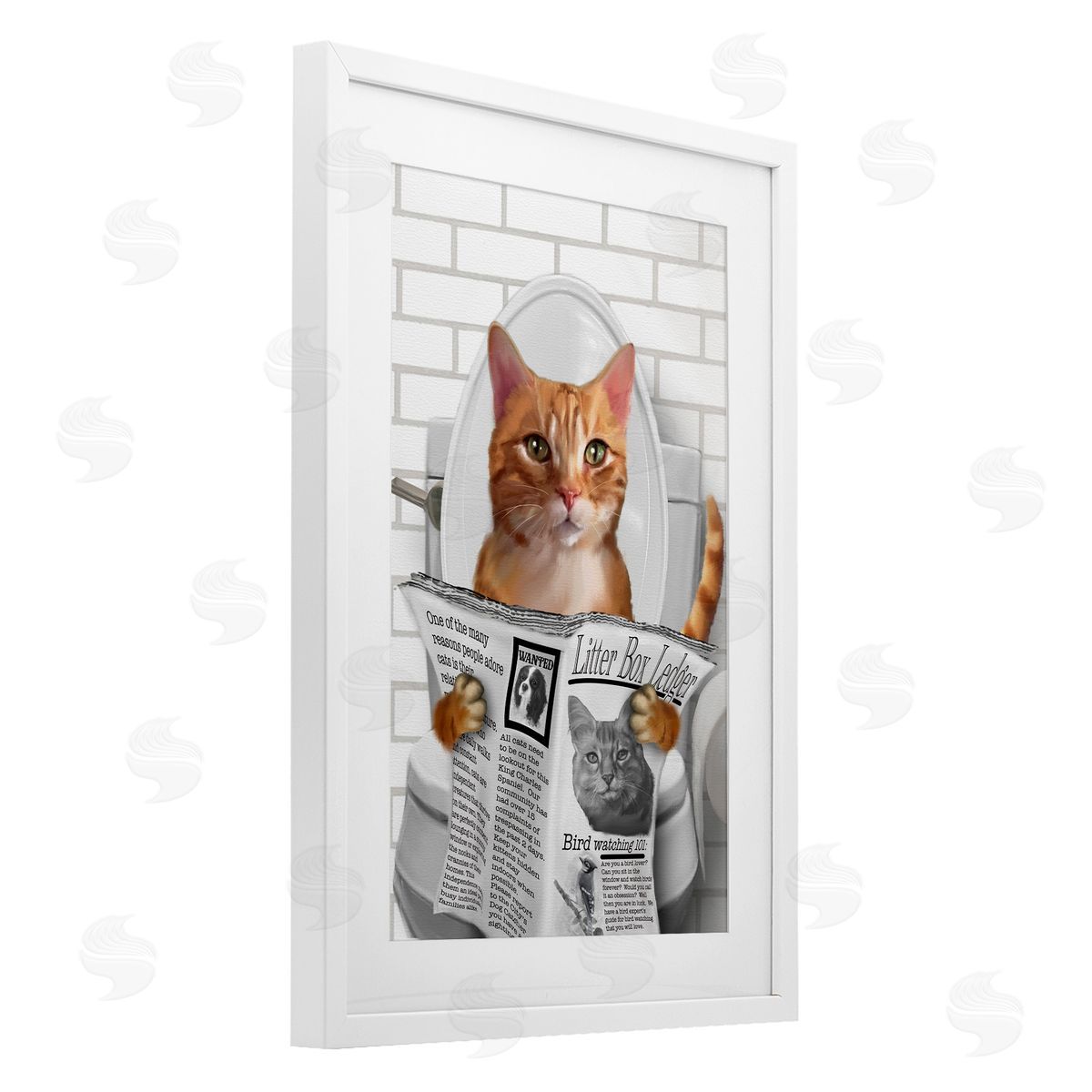 Matthew Piotrowicz Whimsy Cat on Toilet Canvas Wall Art Print