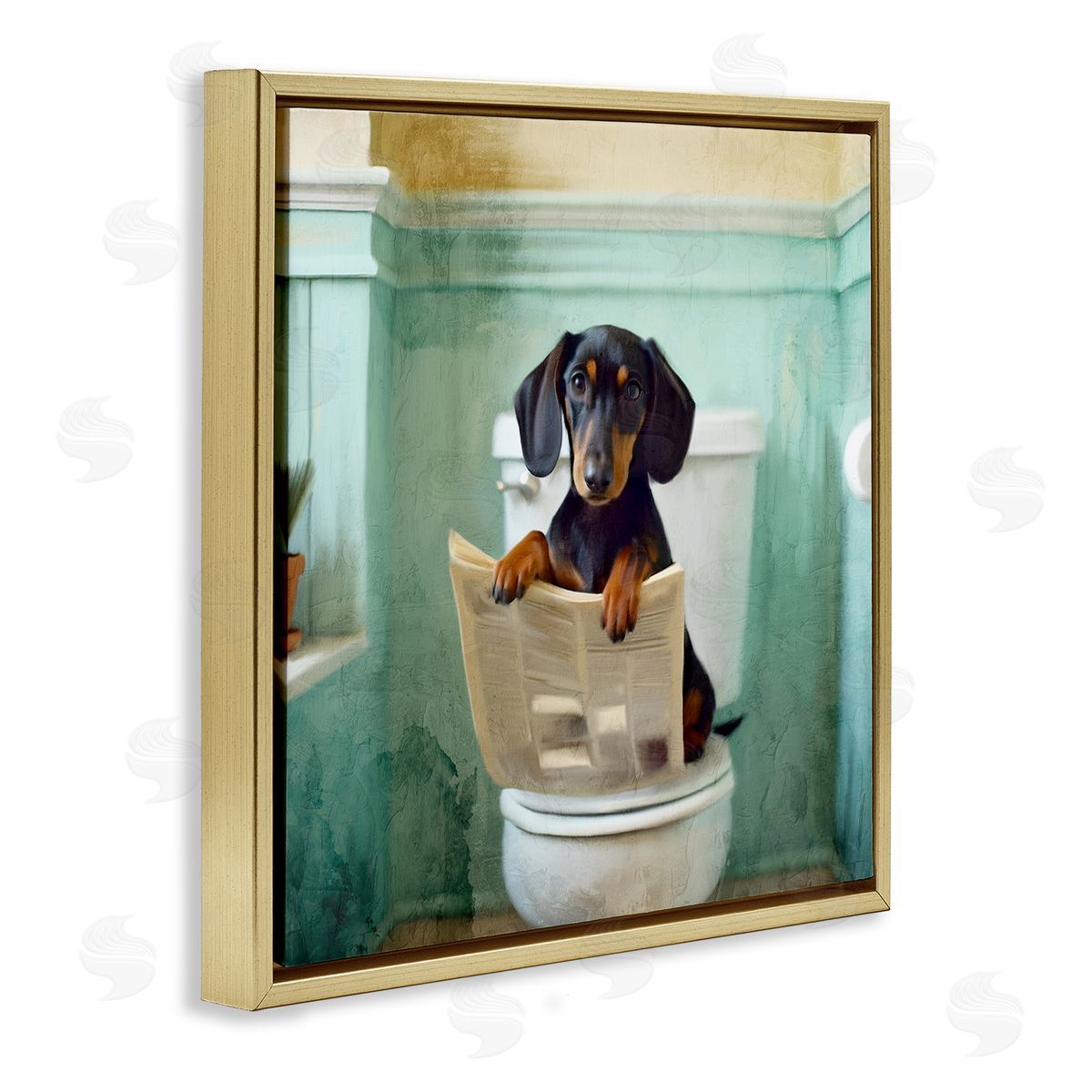 Kim Allen Light Reading Dog Toilet Canvas Wall Art Print