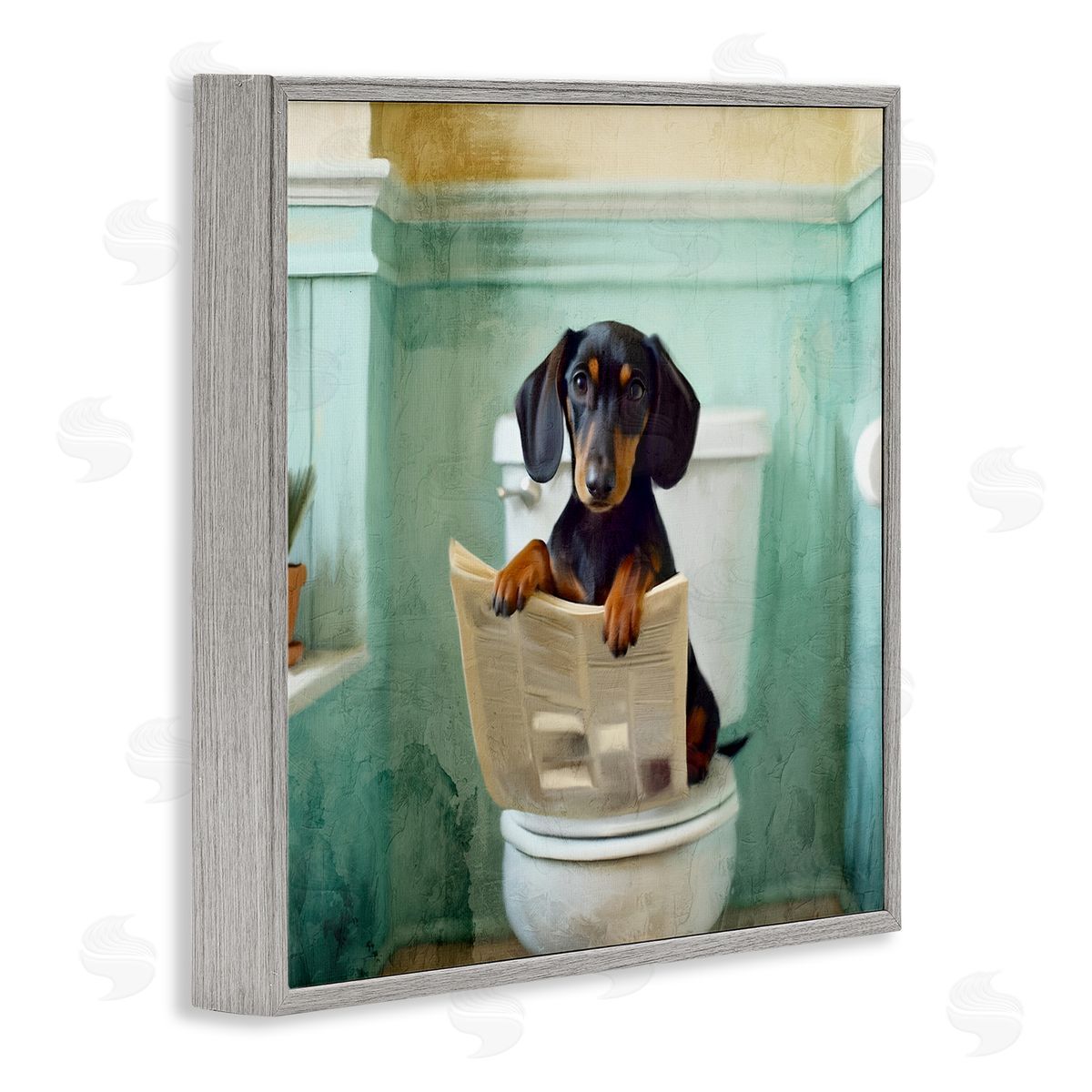 Kim Allen Light Reading Dog Toilet Canvas Wall Art Print