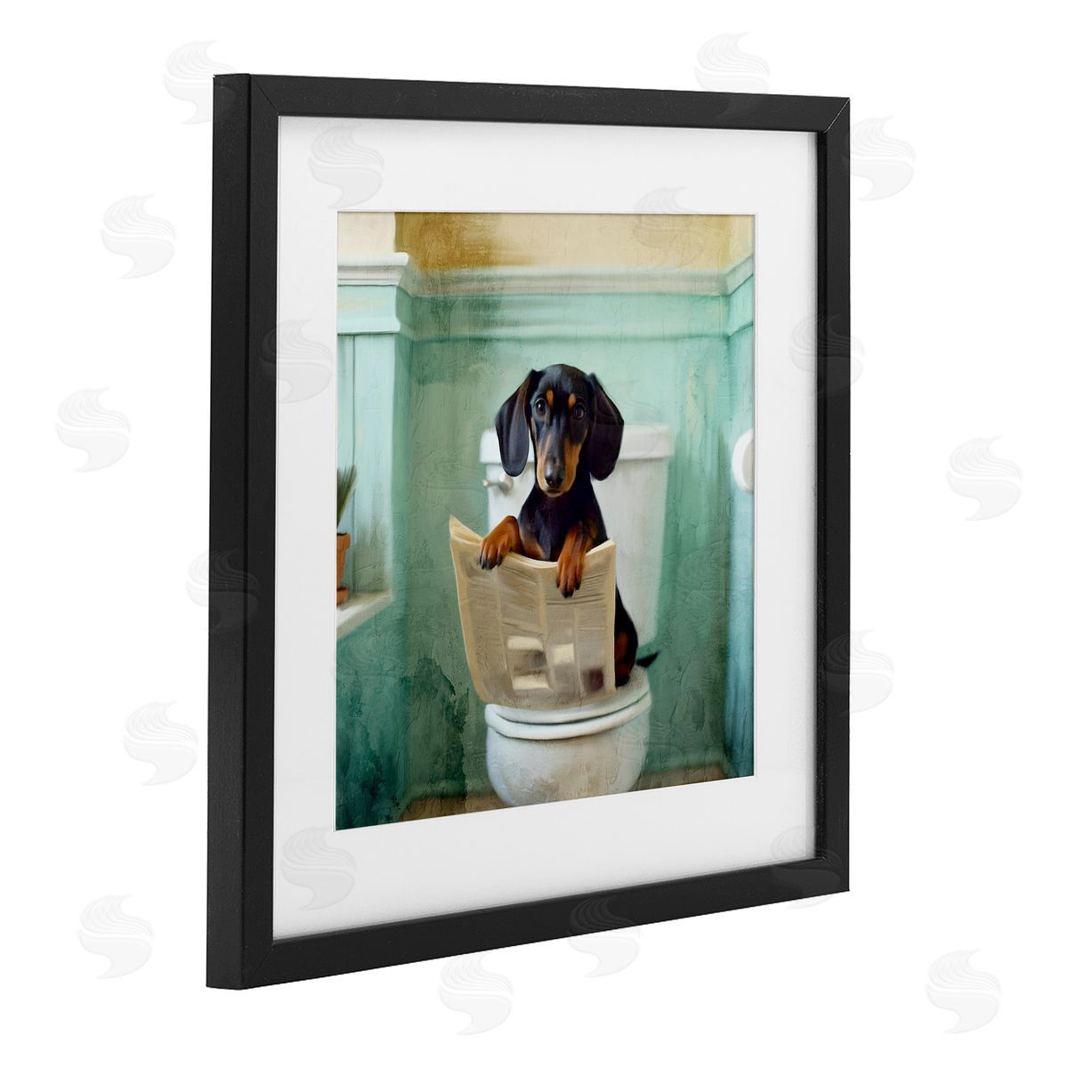 Kim Allen Light Reading Dog Toilet Canvas Wall Art Print