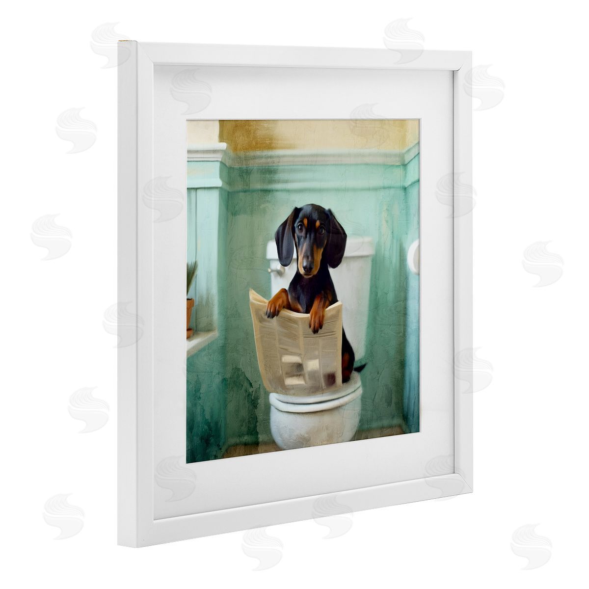 Kim Allen Light Reading Dog Toilet Canvas Wall Art Print