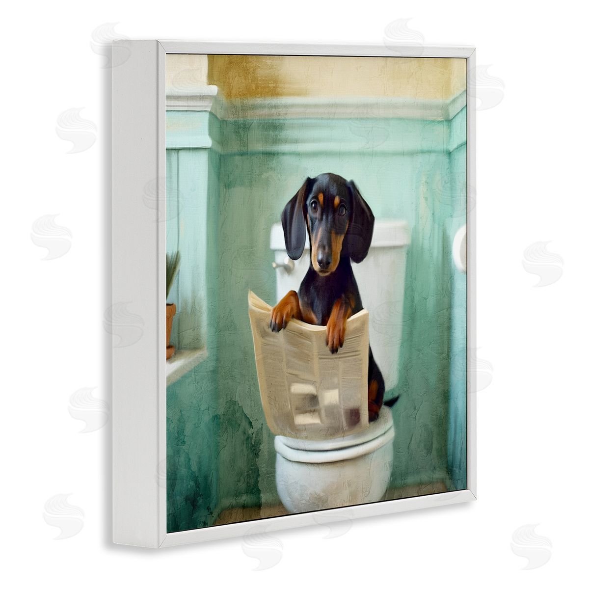 Kim Allen Light Reading Dog Toilet Canvas Wall Art Print