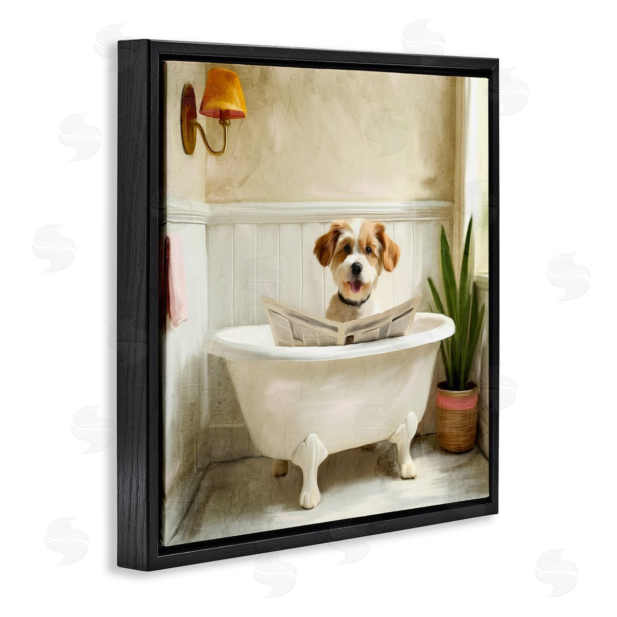 Kim Allen Light Reading Dog Bath Canvas Wall Art Print