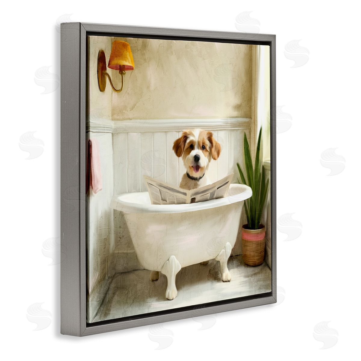 Kim Allen Light Reading Dog Bath Canvas Wall Art Print