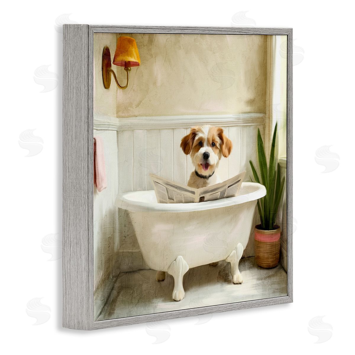 Kim Allen Light Reading Dog Bath Canvas Wall Art Print