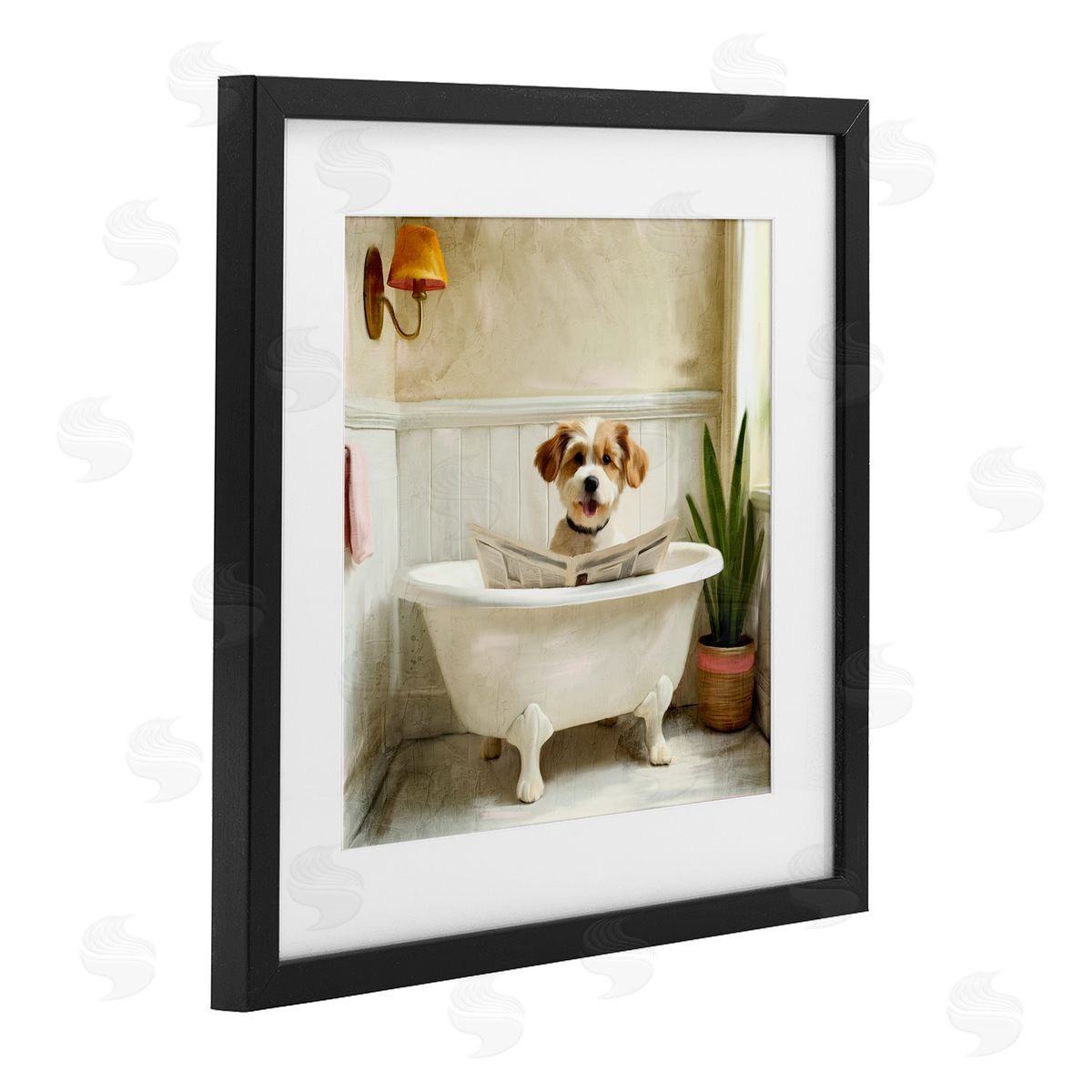 Kim Allen Light Reading Dog Bath Canvas Wall Art Print