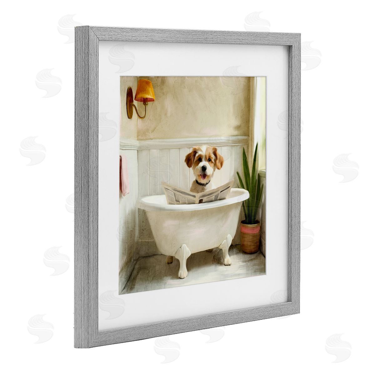 Kim Allen Light Reading Dog Bath Canvas Wall Art Print