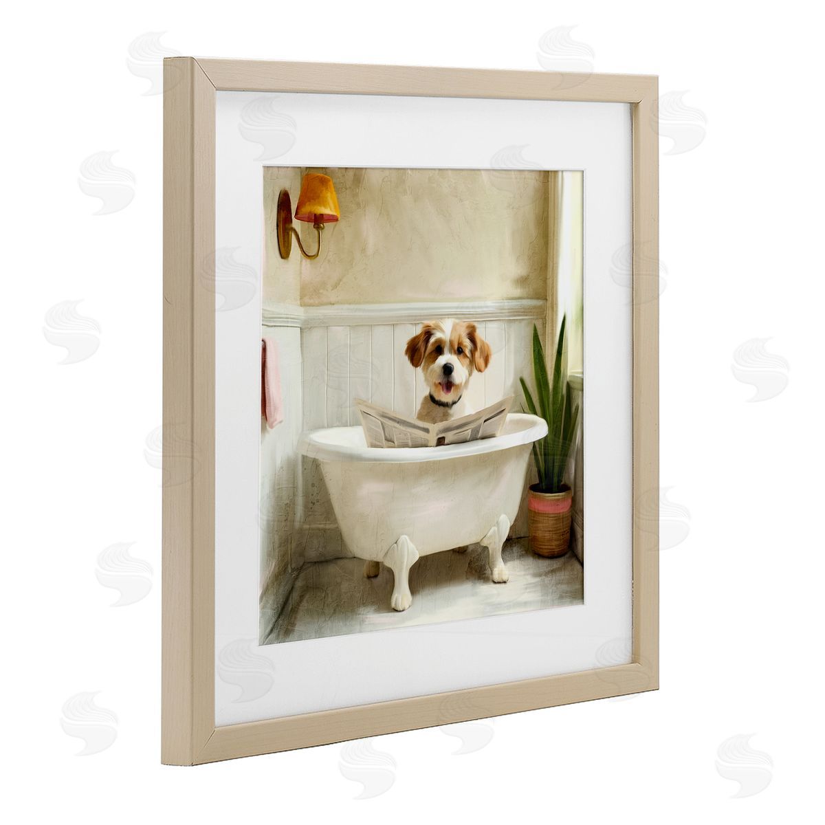 Kim Allen Light Reading Dog Bath Canvas Wall Art Print