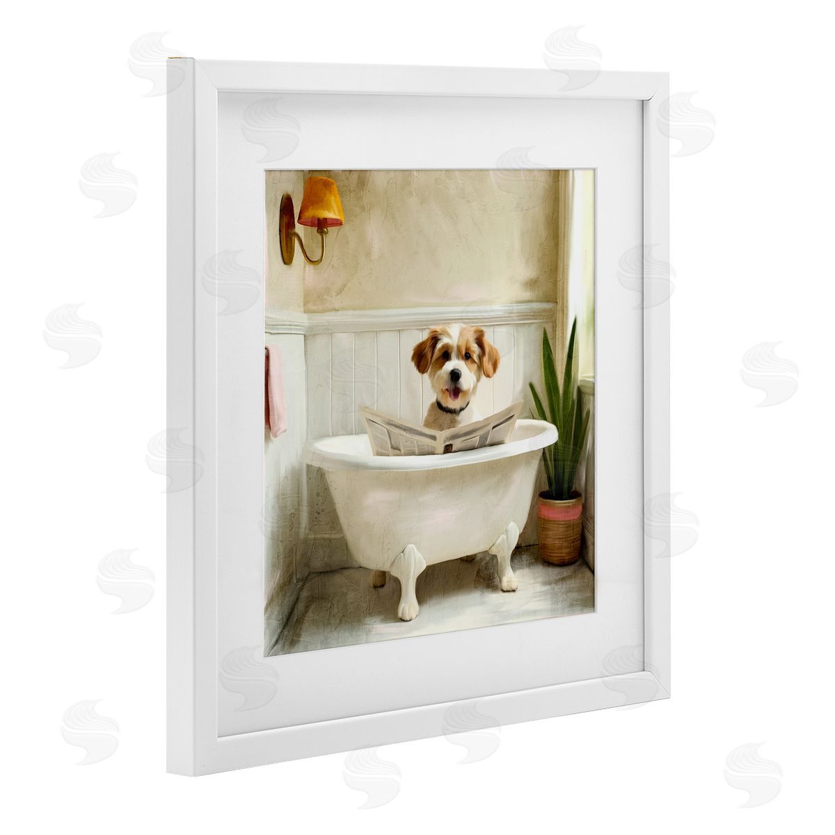 Kim Allen Light Reading Dog Bath Canvas Wall Art Print